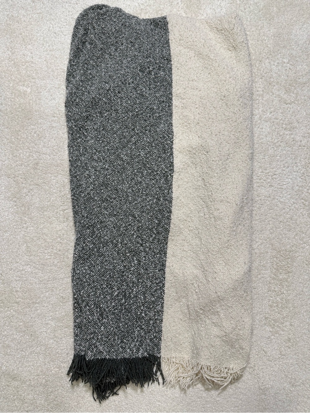 Threshold Studio McGee Textured Boucle Fringe Throw Blanket Two-Tone Green Cream